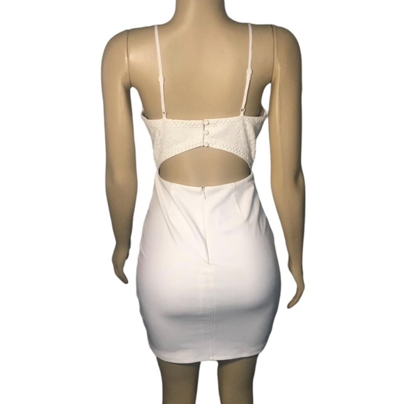Lulus Mini off-white spaghetti strap body con dress. Size Small. - Picture 5 of 10